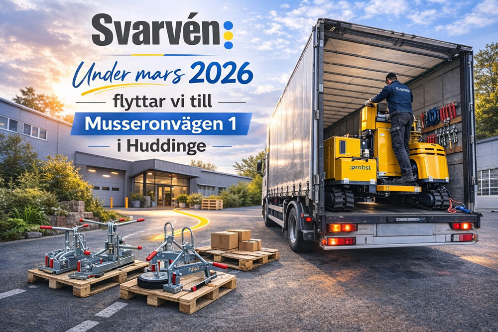 Bild som säger att Svarvén flyttar till ny adress under mars 2026