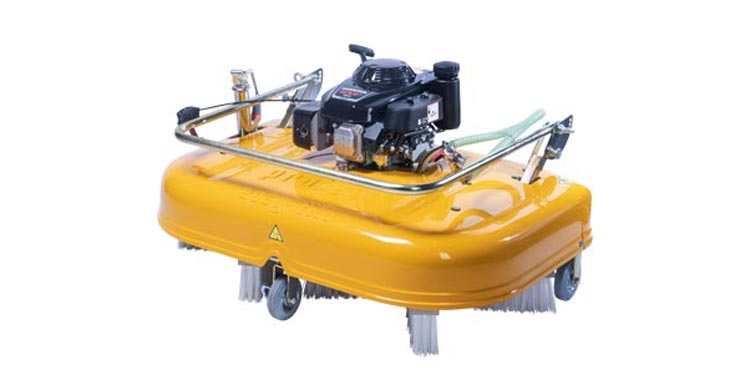 Gul fogborste EASYFILL EF-H med bensinmotor och roterande borstar