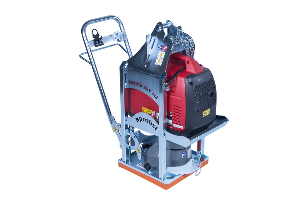 Vakuumaggregat QJ Quickjet 600e med röd motor i stålram